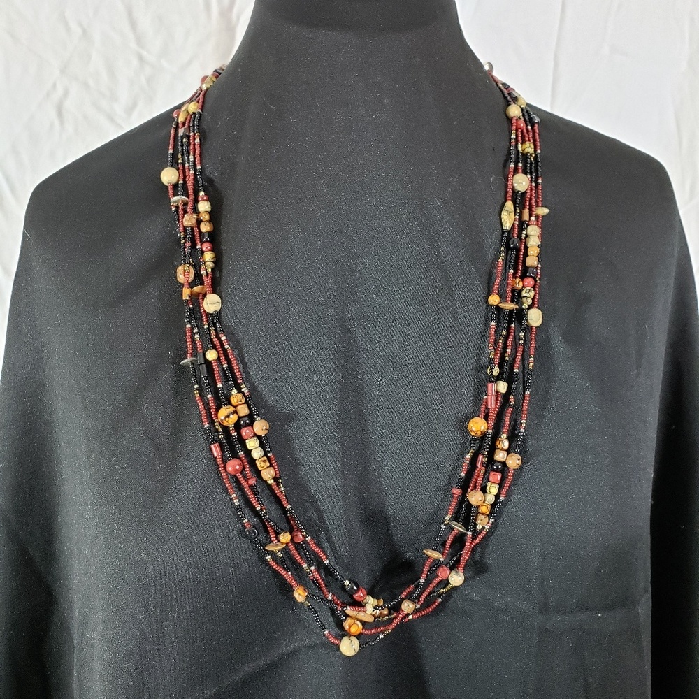 Red and black bead necklace
